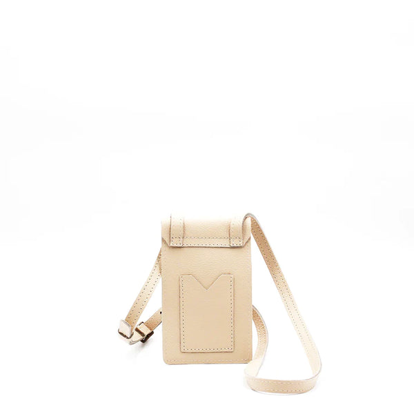 Benji Minimalist Pebble Leather Phone Bag - Vanilla Frappe