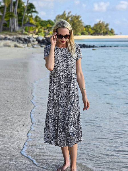 Florence - Dusk Leopard: Midi tiered dress