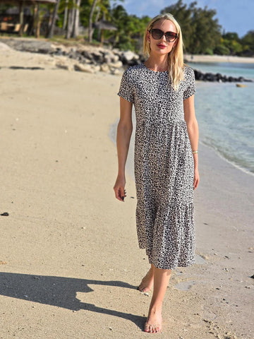 Florence - Dusk Leopard: Midi tiered dress