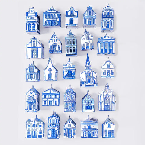 Stellenbosch Advent Calendar | 25 Delft Blue Paper Houses