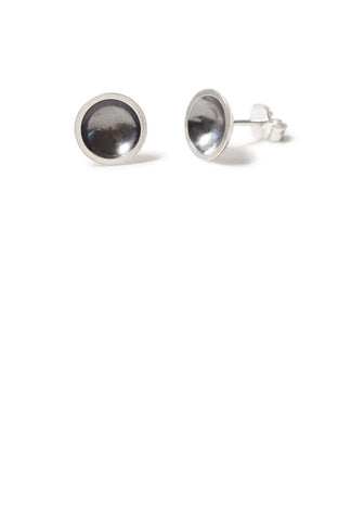 Obtuse Silver & Charcoal Domed Stud