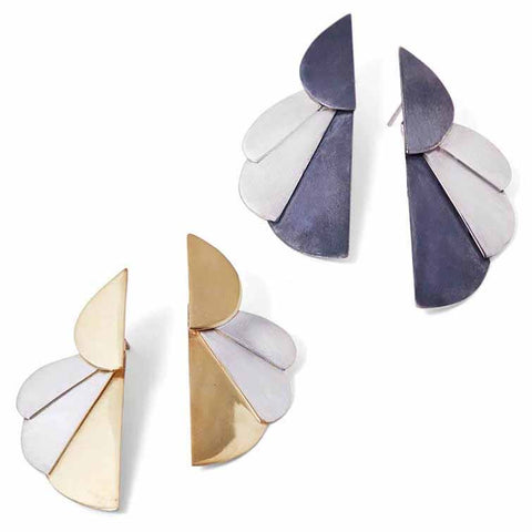 Obtuse Art Deco Flower Earrings