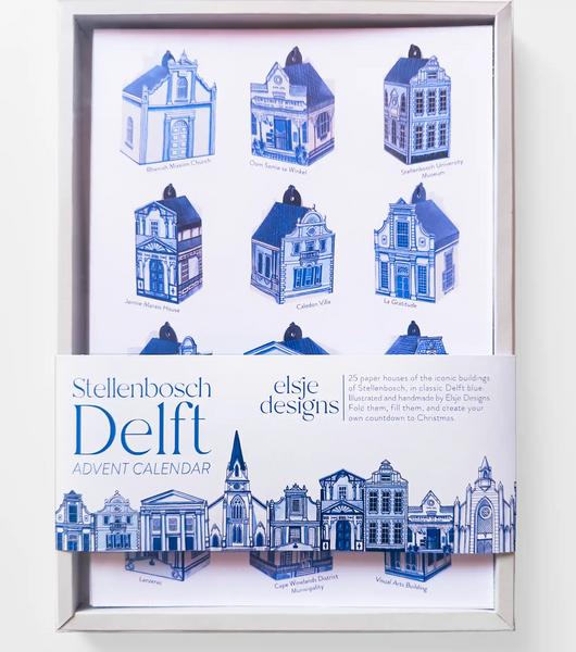 Stellenbosch Advent Calendar | 25 Delft Blue Paper Houses