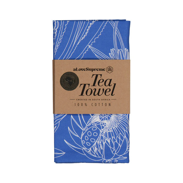 Tea Towels / Bloom Essence (Cream on Blue)