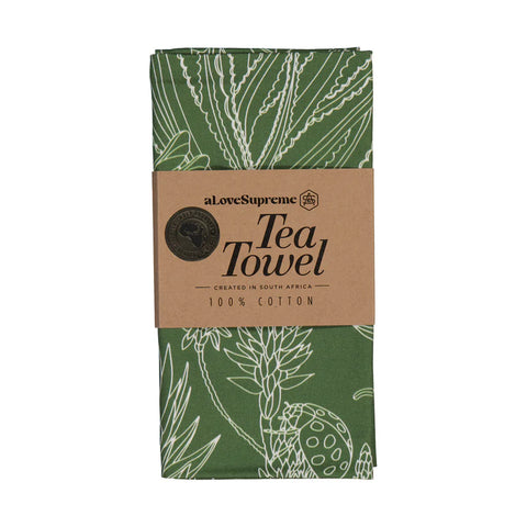 Tea Towels / Bloom Essence (Cream on Olive)