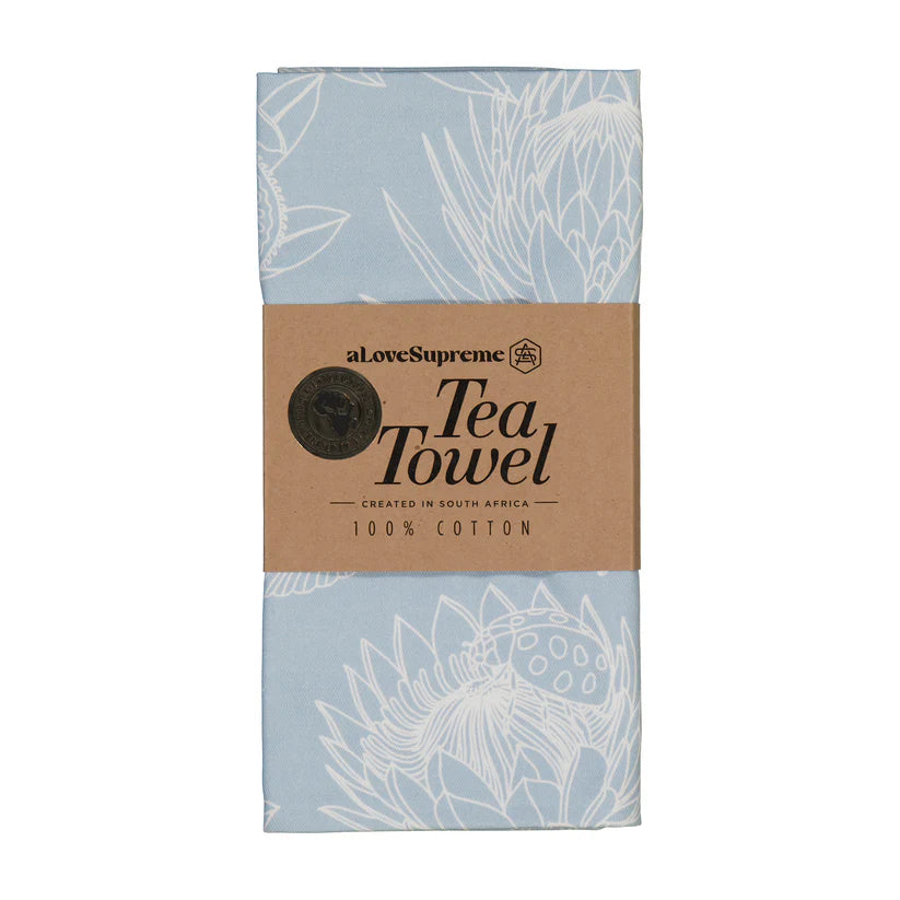 Tea Towels / Bloom Essence (Cream on Sky Blue)