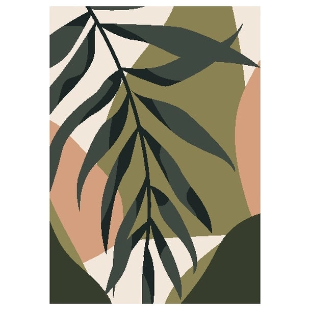 Wooden A4 Wall Art - Green Abstract Leaves And Shapes