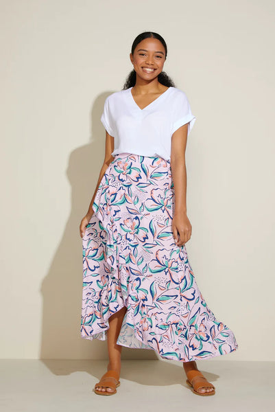 Evie - Tropical Floral Wrap Skirt
