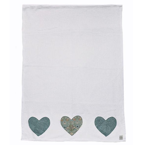 Myang Cotton Blanket / Unisex - Green Bird Hearts