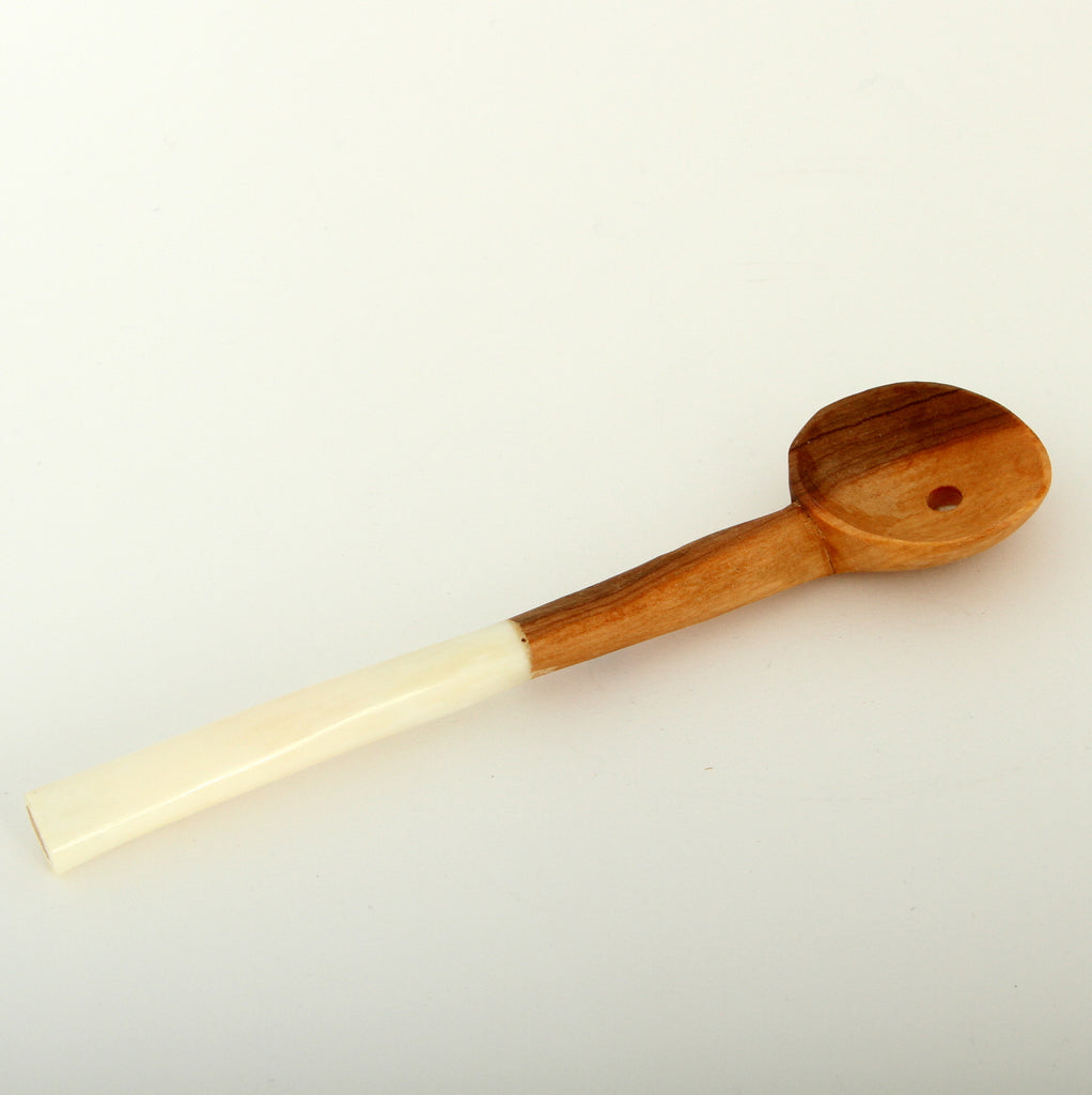 Wooden olive spoon with bone handle
