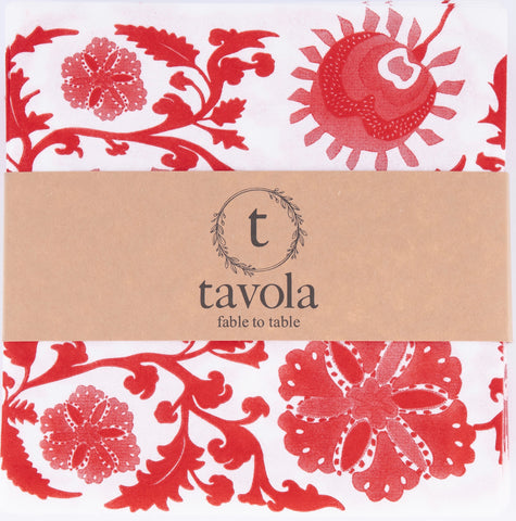 Tavola Biodegradable napkins - Suzani Red
