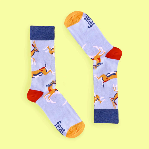 Men's Light Blue & Orange Stag Party socks